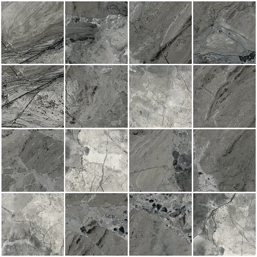 MarbleSet Мозаика Иллюжн Темно-серый Лаппато R9 Ректификат (7.5x7.5) 30x30